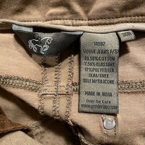 Goode Rider Vogue Jean Breeches | Size 30R | Brown Full Seat Silicone Grip - Picture 11 of 12